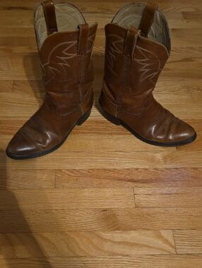 Durango Brown Leather Cowboy Boots with Pull Tabs